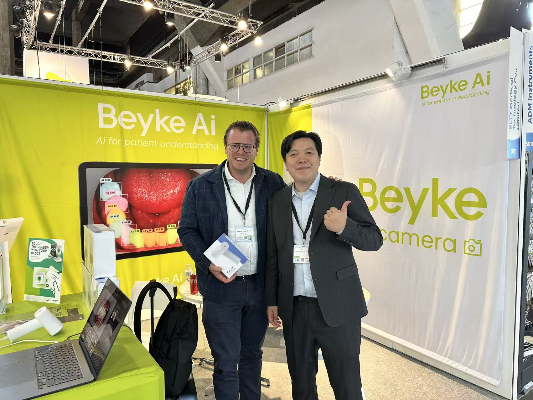 The Beyke AI team and a visitor at dentex 2026.